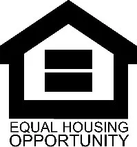 A black and white image of an equal housing opportunity logo.