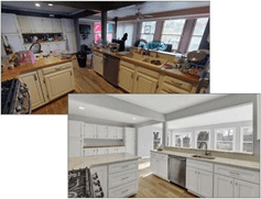 Before and after kitchen renovation.